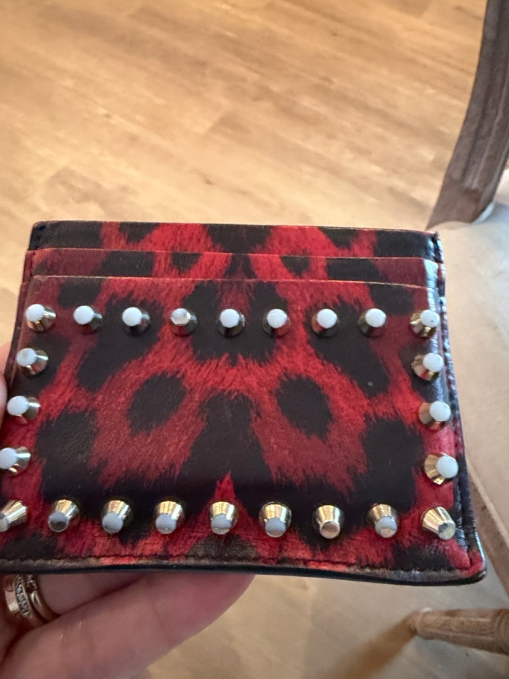 Christian Louboutin Red and Black Leopard Card Case